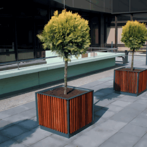 Square Metal Solid Wood Flower Pot